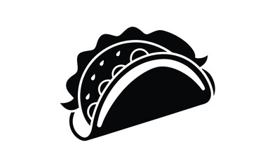 Taco icon vector silhouette, taco icon illustration, taco silhouette vector 
