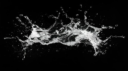 Dynamic water splash captured in high speed, isolated on a black background.