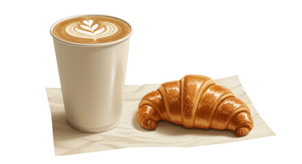 Isolated Coffee and Croissant