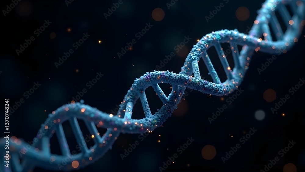 Poster detailed 3d rendering of a double helix dna structure for scientific and medical visualizations