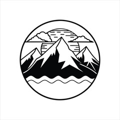 Obraz premium Snow-Capped Ridge Hand Drawn Illustration Vector