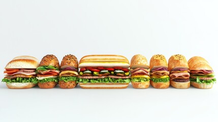 Various Sandwich Shop Displays in Full Length