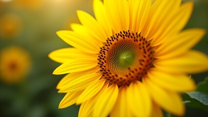 Obraz premium Radiant Close-Up of a Vibrant Yellow Sunflower in Full Bloom, Capturing Summer's Beauty