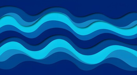 Abstract Blue Wave Paper Cut Design