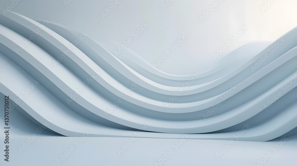 Aufkleber minimalist futuristic abstract background with smooth flowing shapes and reflections