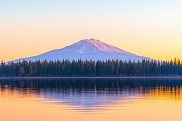 Majestic sunrise over mount shasta reflected in crystal clear lake northern california nature photography tranquil environment