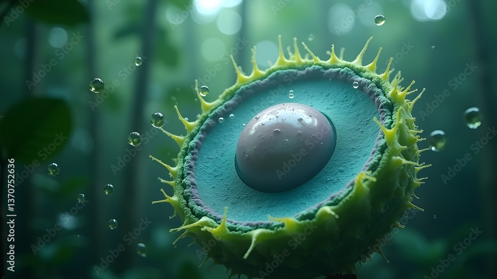Poster detailed microscopic cell structure with intricate biological components