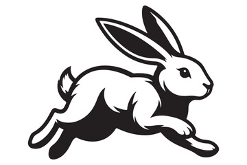 Running Rabbit Silhouette Vector Illustration of Fast Animal Hare