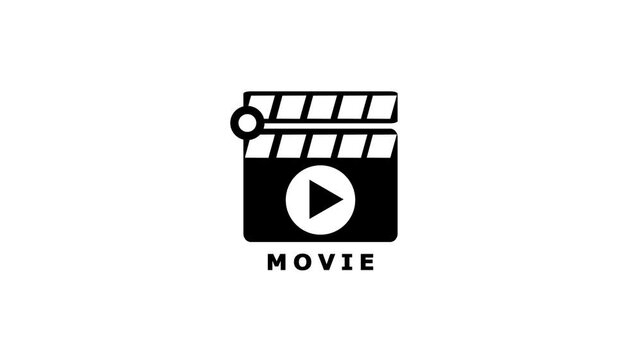 Movie clapping board icon. video shoring action board icon animation.