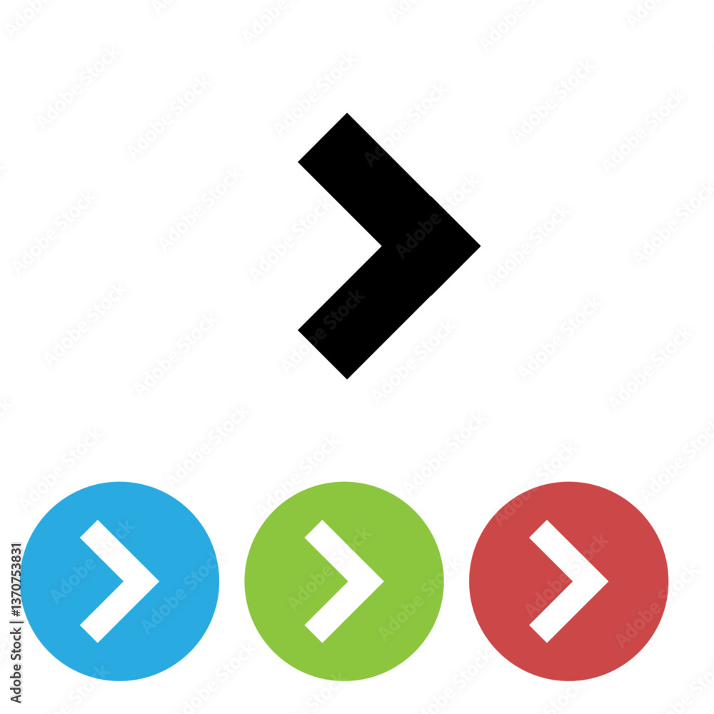 Poster set single vector arrow for web design, minimalistic white right arrow on red background, simple gra