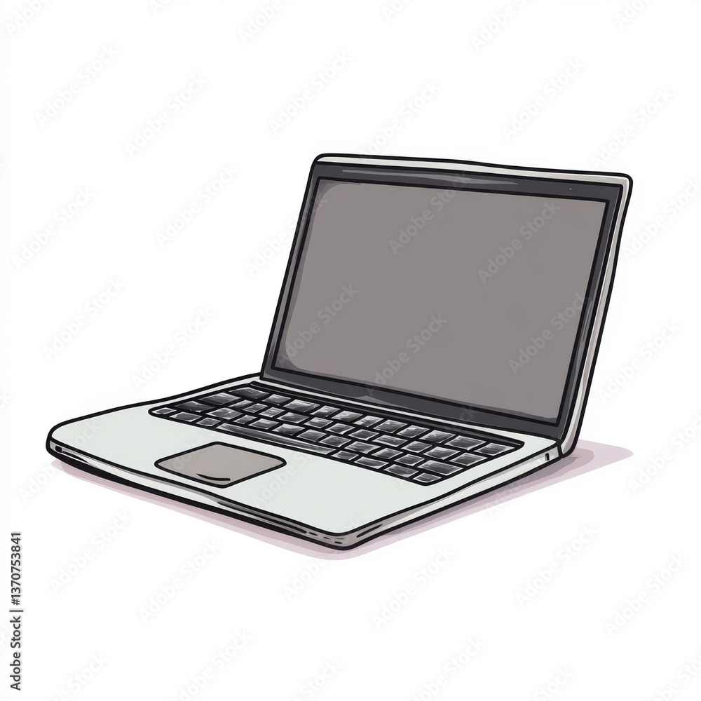 Poster open laptop computer with blank screen in a modern office environment for work and study