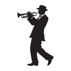 Jazz Musician Silhouette Vector Captivating Trumpet Player Illustration