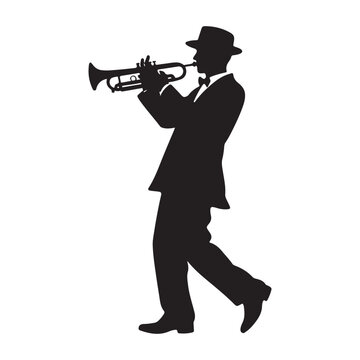 recommend clip art: Jazz Musician Silhouette Vector Captivating Trumpet Player Illustration