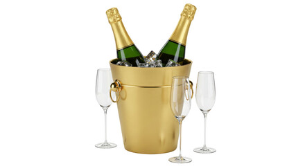 Isolated Champagne Bottles in Ice Bucket © Leon
