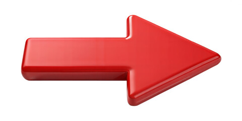3d red arrow icon pointing right isolated on transparent background. Png