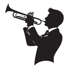 Trumpet player silhouette vector musical performance graphic design © Creative Image  