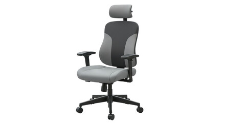 Isolated Gray Office Chair with Headrest