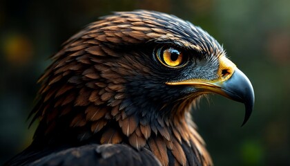 Obraz premium Captivating Eagle Portrait Featuring Intricate Feathers and Piercing Gaze