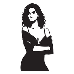 Sophisticated Woman in Dress Silhouette Vector Graphic Illustration