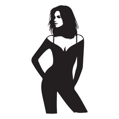 Fototapeta premium Stylish Female Silhouette in Jumpsuit Vector Art Graphic Design