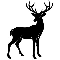 Fototapeta premium Deer with antlers silhouette illustration
