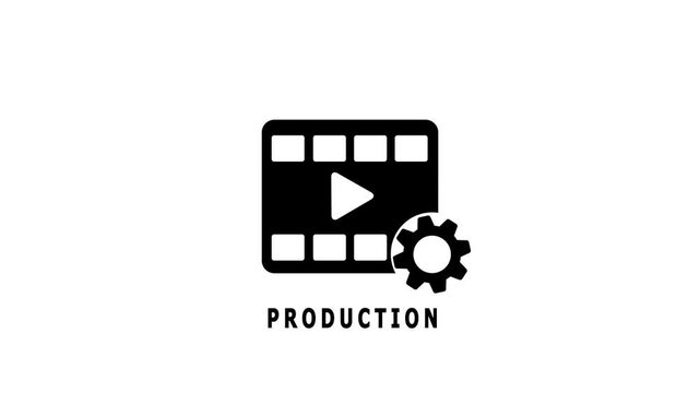 Production icon, movie studio production sign, film making equipment symbol. simple logotype icon animation.