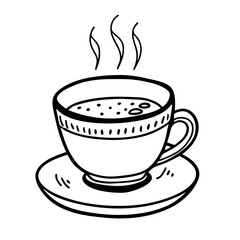 Hand Drawn Coffee Cup  Illustration with Steaming Hot Beverage