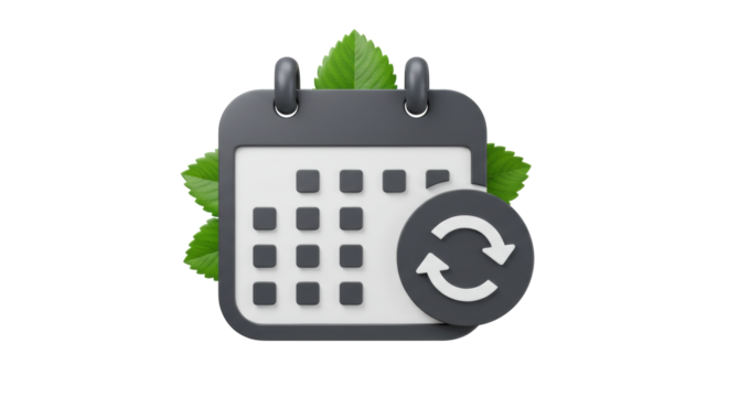 Isolated Calendar with Refresh Symbol