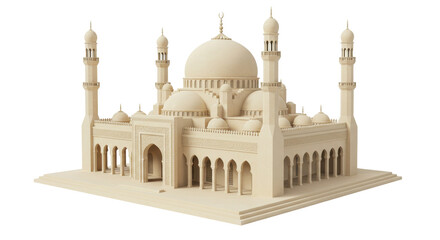 Isolated White and Beige Mosque