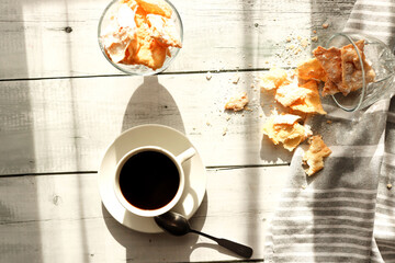 Traditional sweet crispy pastry - faworki or angel wings.