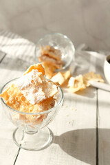 Traditional sweet crispy pastry - faworki or angel wings.