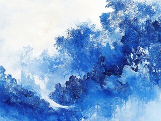 Abstract Blue Watercolor Painting