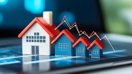 House prices dropping according to graph showing negative trend on tablet