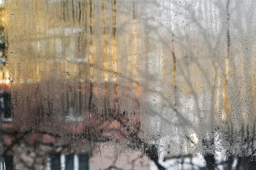 water drop background. condensate on glass