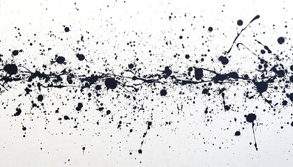 Fototapeta premium Black ink splatters and lines across a white background are depicted