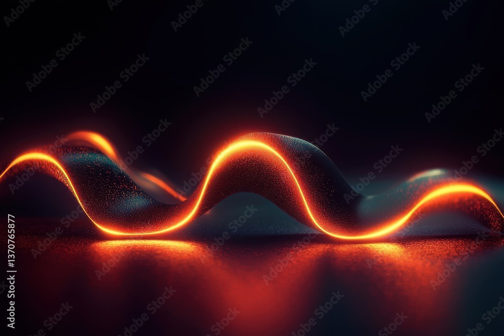 Poster abstract depiction of glowing waves on a dark surface showcasing dynamic motion and energy