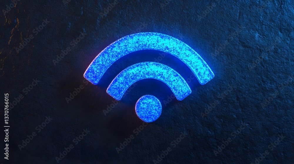 Poster glowing padlock over digital wifi signal representing cybersecurity and internet privacy concept