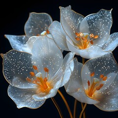 Vibrant Luminescent Flowers Glowing in Dark Art Display photo