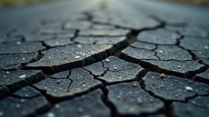 Obraz premium Cracked Earth Surface Texture A Detailed Close-Up Revealing the Intricate Network of Fissures and Mineral Deposits