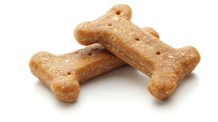 Cross Stack of Two Dog Bone-Shaped Treats Isolated