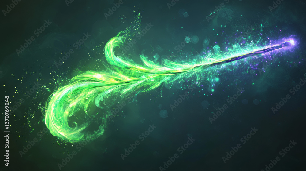 Poster magic wands set with sparkling swirls isolated on transparent background. vector realistic illustrat