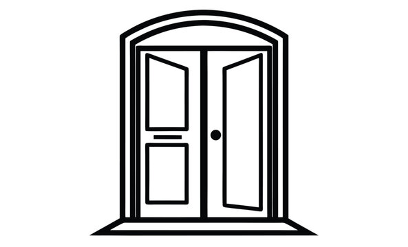 recommend clip art: Open wooden door icon silhouette