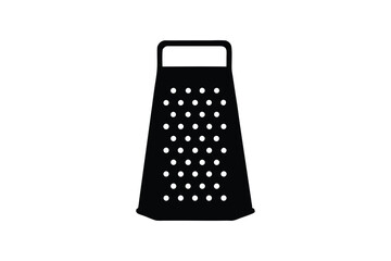 Silhouette design of a grater standing upright with small sharp holes for grating.eps