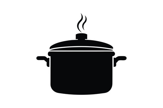 Silhouette design of a pressure cooker with steam rising from the top1.eps