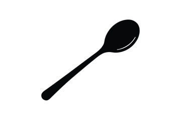 Silhouette design of a wooden spoon with a rounded head and a long handle.eps