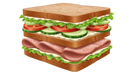 Isolated Ham Sandwich