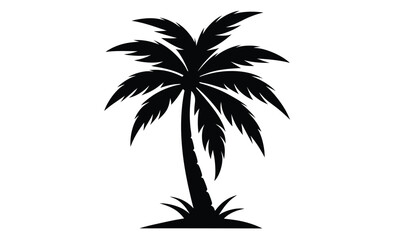 Tropical palm tree icon silhouette, tropical Palm Trees, coconut palm tree icon 