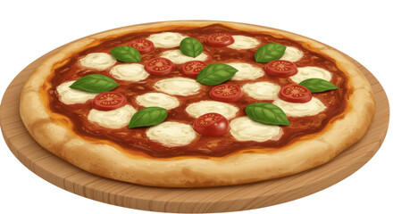 Isolated Pizza with Tomatoes and Basil
