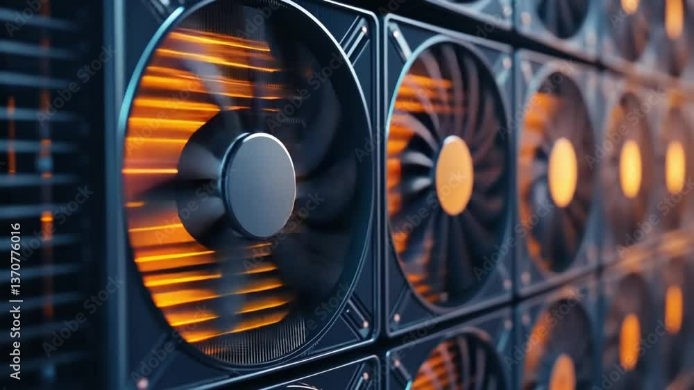 Poster intricate array of cooling fans in a data center