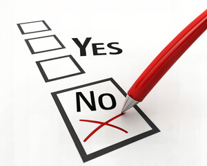 Making a Decision  Yes or No Checkbox with Red X.